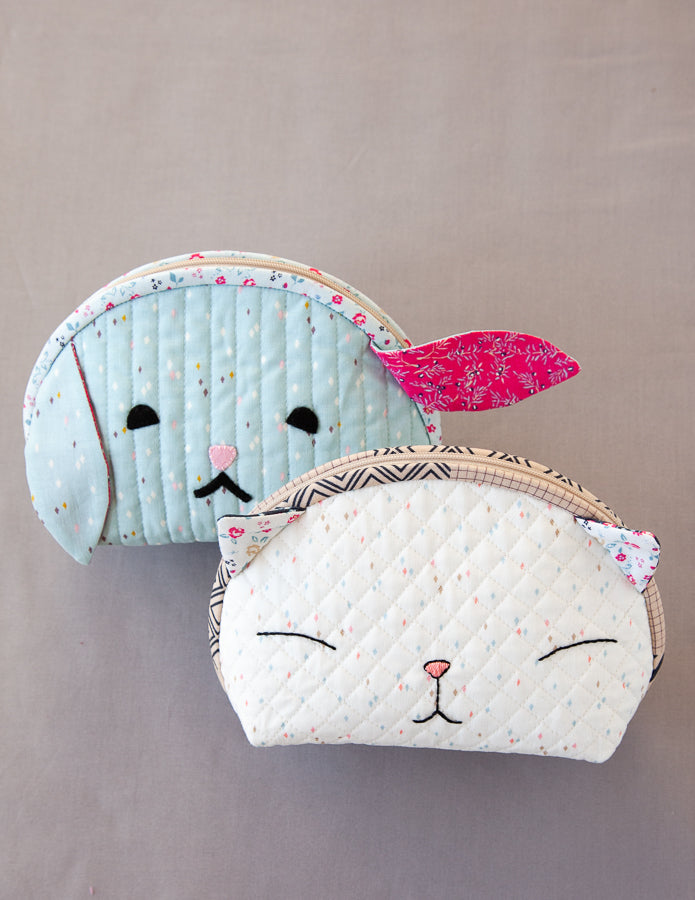 Zippered project Bag - Cats with Outer Zipper Pocket