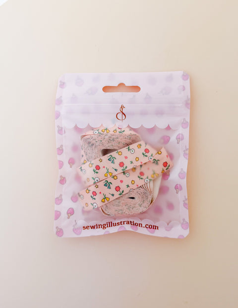 5yd Pink Floral Cotton Ribbon