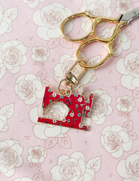 Red Sewing Machine Enamel Charm