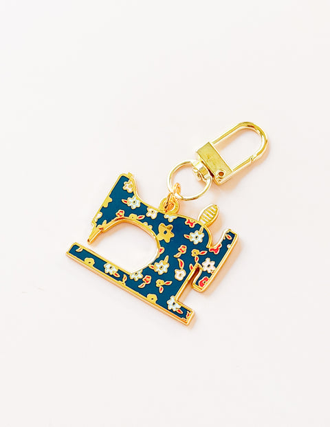Vintage Blue Sewing Machine Enamel Charm