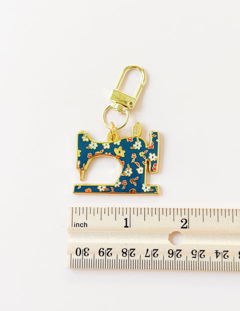 Vintage Blue Sewing Machine Enamel Charm