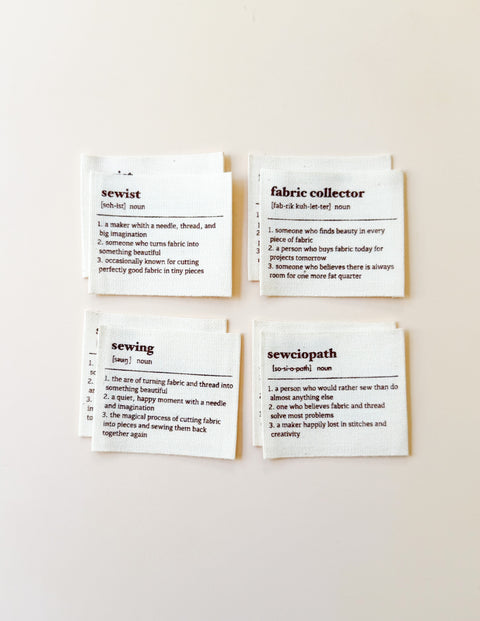 Sewing Dictionary Multi Organic Cotton Labels