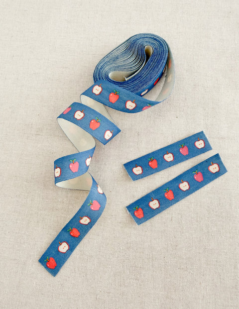 Apple Blue Cotton Ribbon - 5 yards