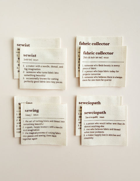 Sewing Dictionary Multi Organic Cotton Labels