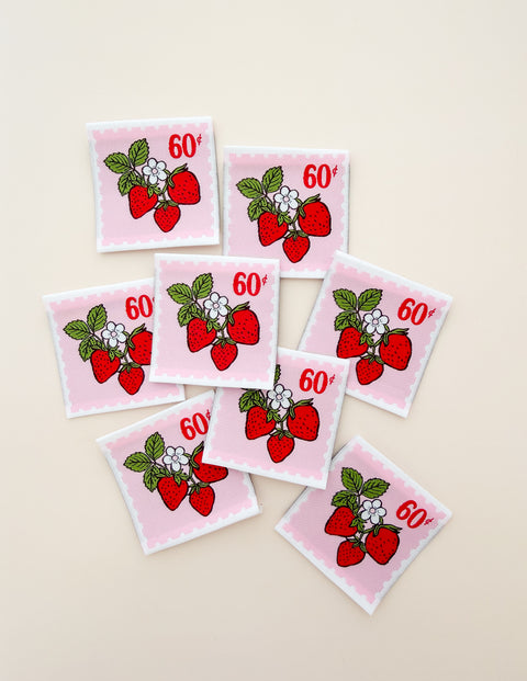 Strawberry Stamp Woven Labels