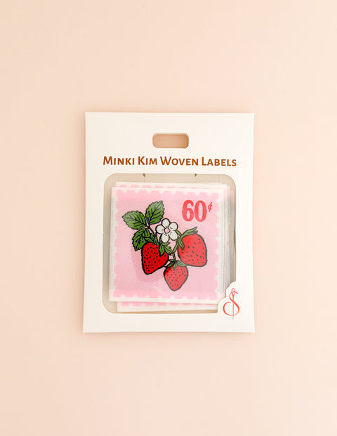 Strawberry Stamp Woven Labels
