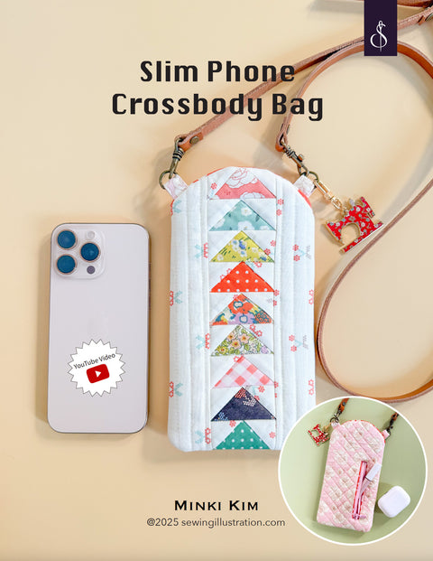 Slim Phone Crossbody Bag Paper Pattern – Sewing Illustration