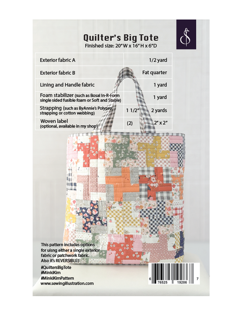 Quilter's Big Tote Pattern (PAPER)