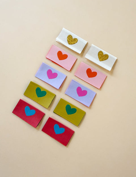 Heart Zipper Tab Woven Labels (A set of 10)