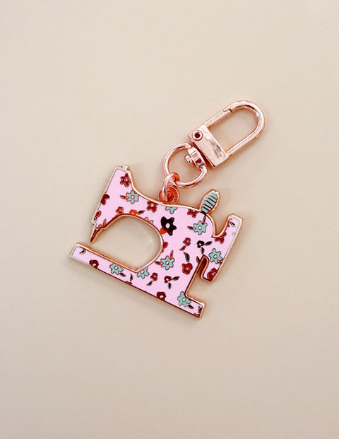 Pink Sewing Machine Enamel Charm
