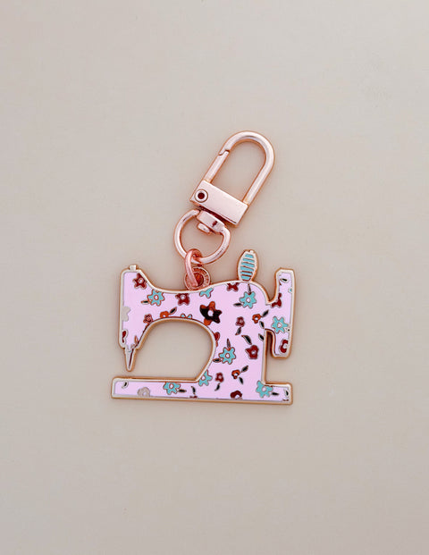 Pink Sewing Machine Enamel Charm