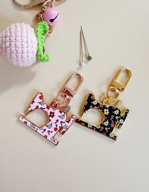 Pink Sewing Machine Enamel Charm