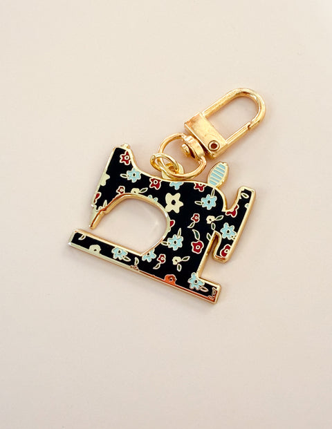 Black Sewing Machine Enamel Charm