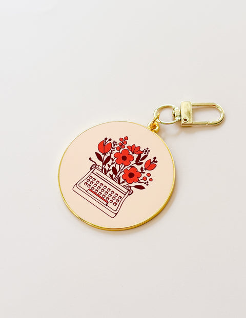 Typewriter Bloom Enamel Charm