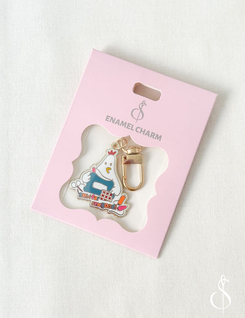 Sewing Chicken Enamel Charm