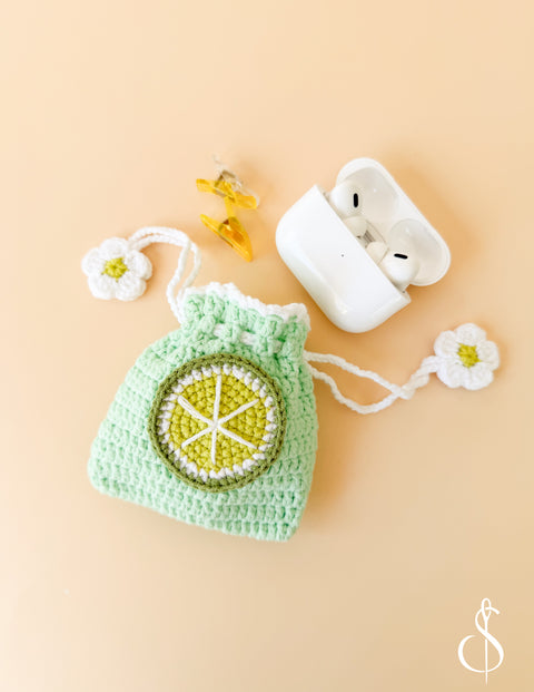 Handmade Crochet Lime Pouch