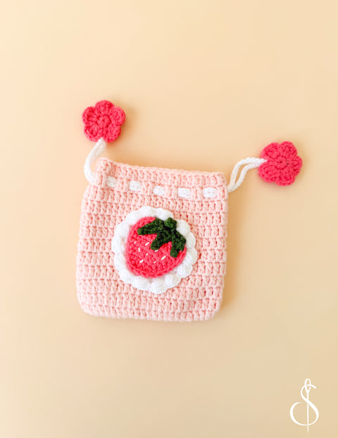 Handmade Crochet Strawberry Pouch