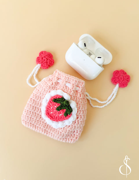 Handmade Crochet Strawberry Pouch