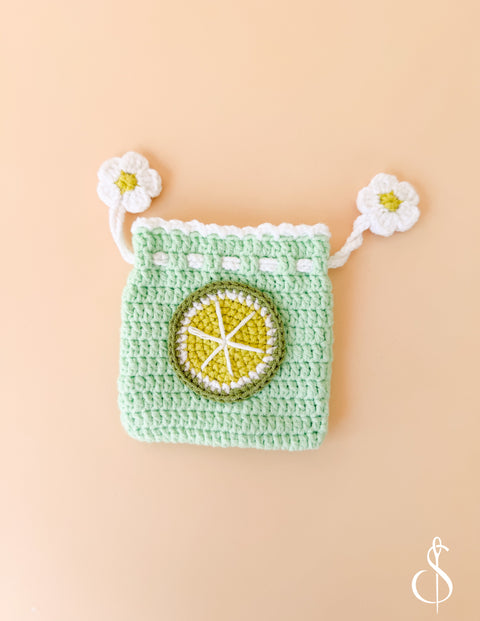 Handmade Crochet Lime Pouch