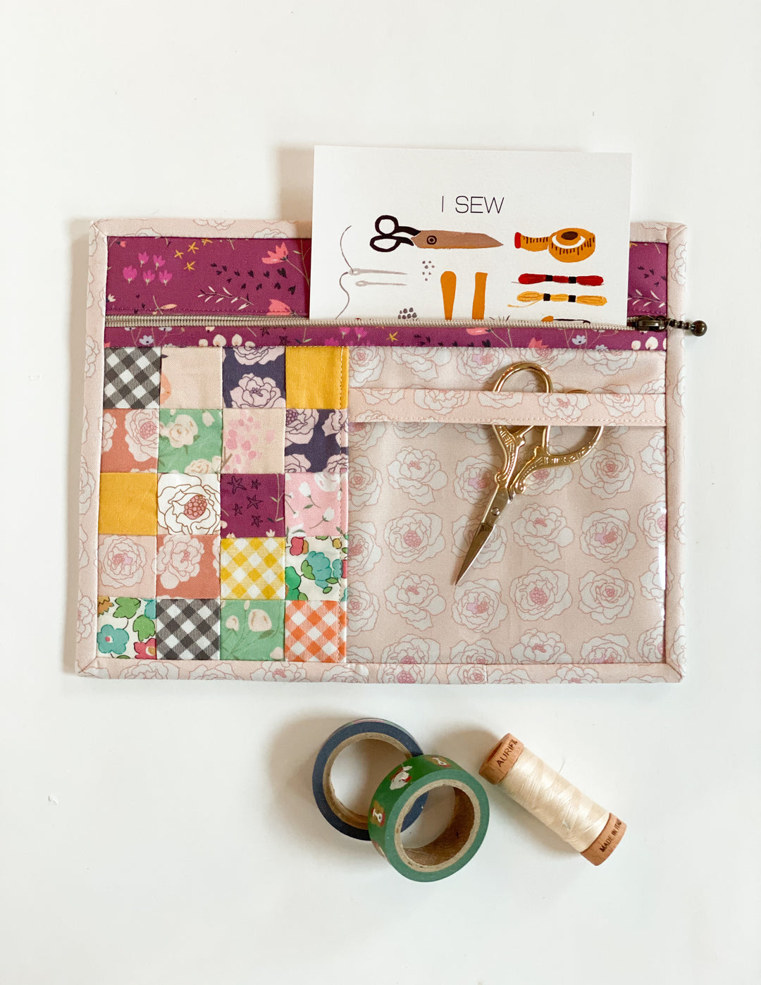 Patchwork Pocket Pouch PDF Download Pattern – Sewing Illustration