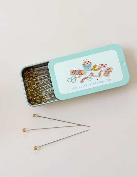 Sweet Pins Tin | Glass head Pins