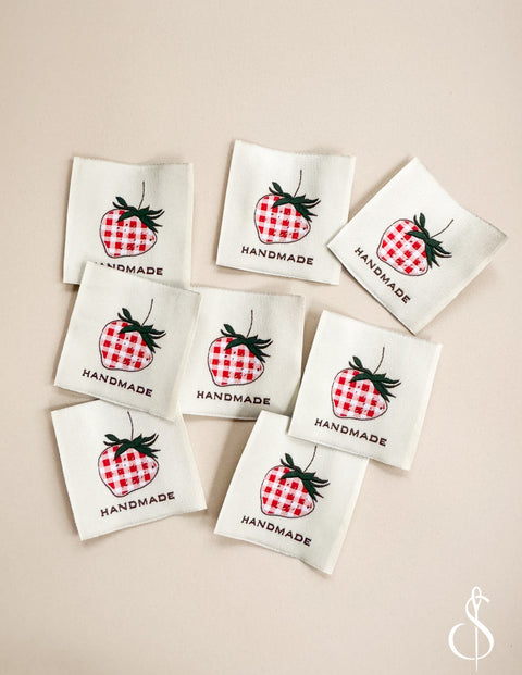 Check Strawberry Woven Labels