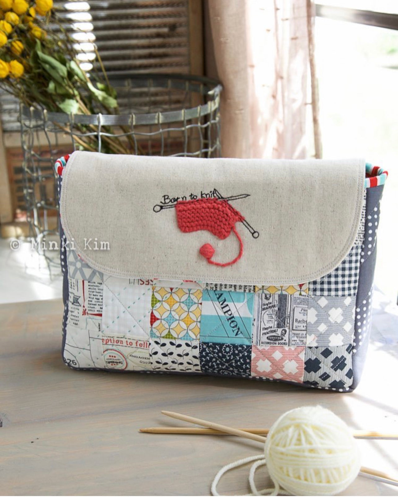 Quilted knitting online bag