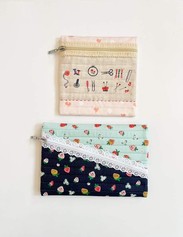 Two Tone Zipper Pouch PDF Download Pattern – Sewing Illustration