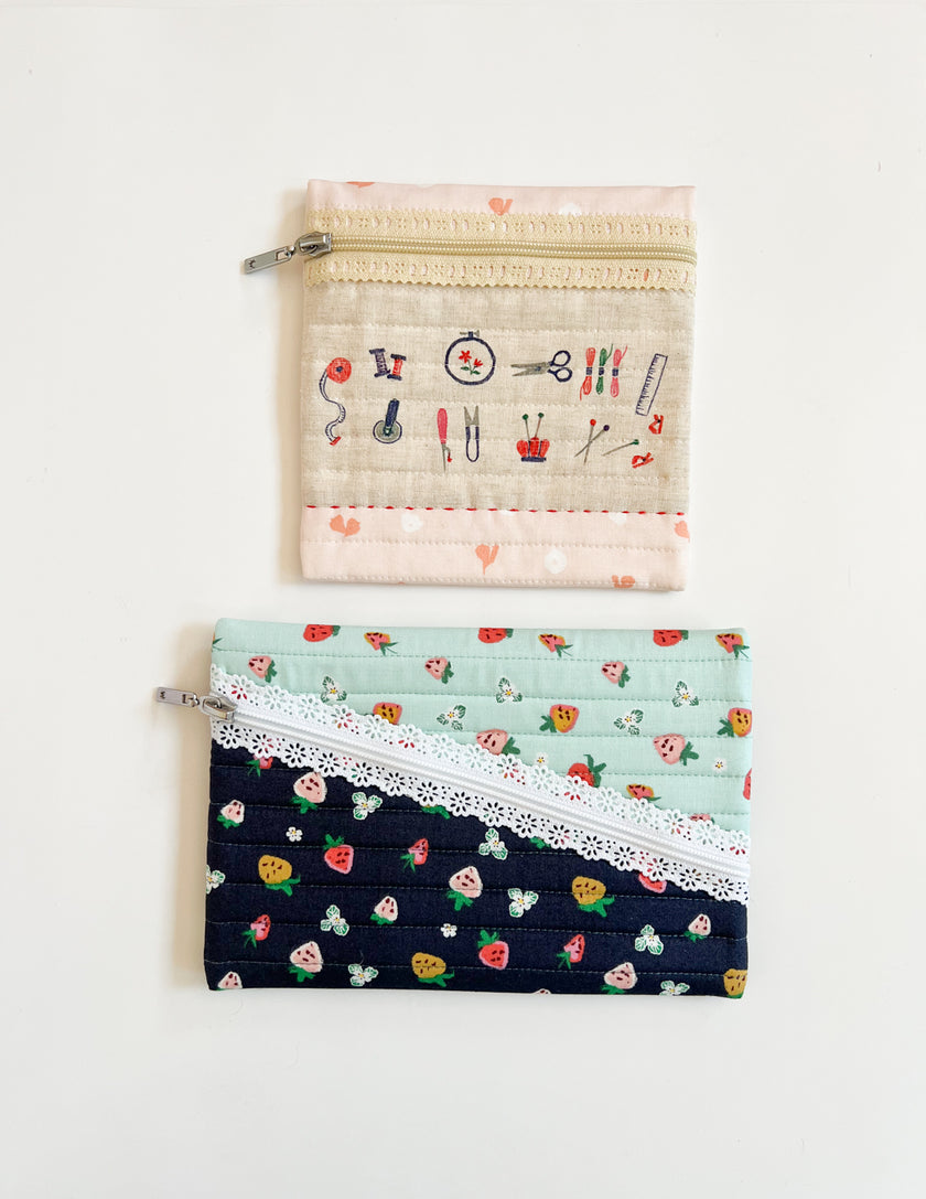Two Tone Zipper Pouch PDF Download Pattern – Sewing Illustration